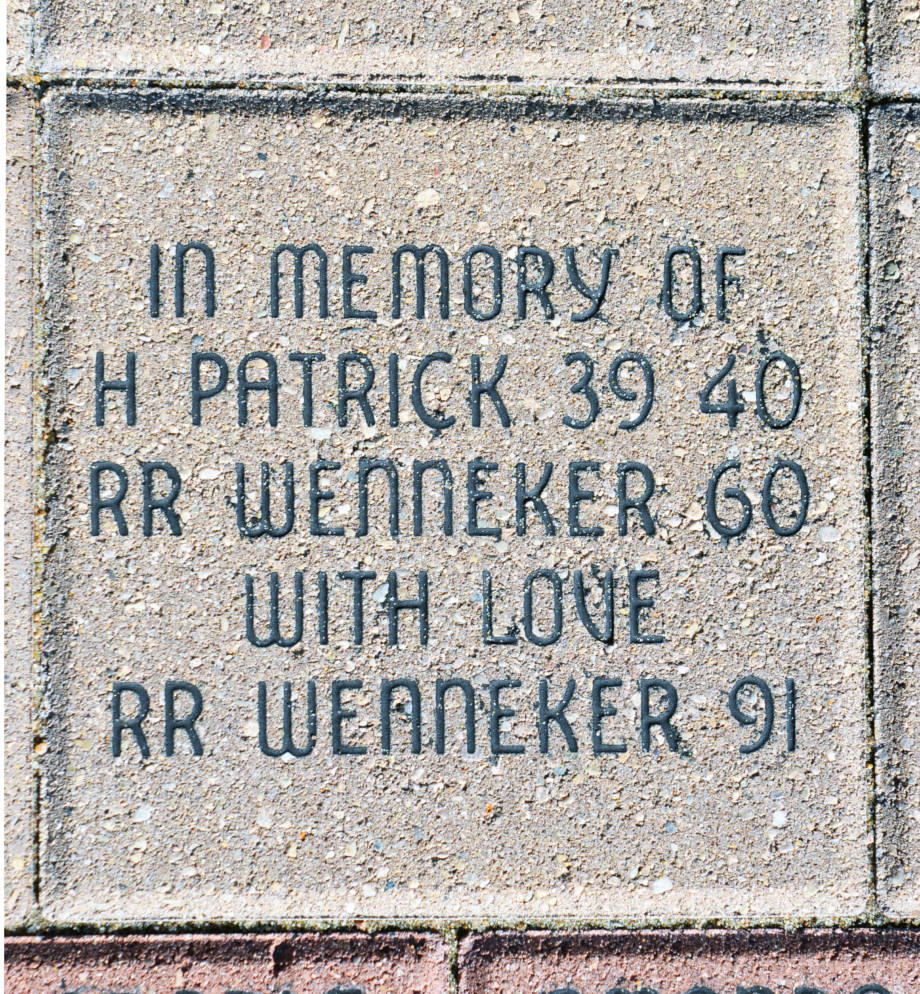 Robin Wenneker decided to honor her grandfather, Homer Patrick, and her father, Ron Wenneker, with a brick at Traditions Plaza when the plaza opened. Photo by Stephen Schmidt.