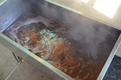 Sap boils in a evaporator at the Baskett Research Center.